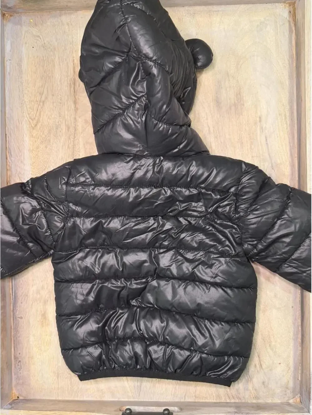 Black kids puffer jacket with bear ears